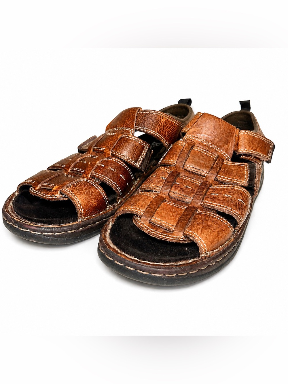 Vintage 2005 Bass Men’s Leather Fisherman Sandals – Brown – Y2K / Dad Sandals